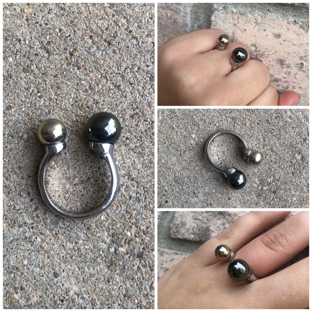 Silver Mixed Metal Open Ring